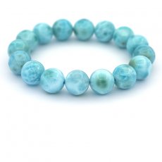 Pulsera de 16 perlas de Larimar - 13 a 13.2 mm - 17 cm - 52 gr