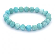 Pulsera de 22 perlas de Larimar - 8 a 8.4 mm - 15.5 cm - 17.8 gr