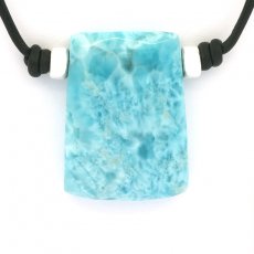 Collar de Cuero y 1 Larimar - 32 x 23 x 8 mm - 13.2 gr