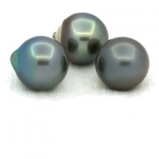 Lote de 3 Perlas de Tahiti Semi-Barrocas C de 11.7 a 11.9 mm