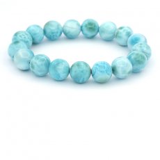 Pulsera de 17 Perlas de Larimar - 11.7 a 12.2 mm - 17 cm - 41.3 gr