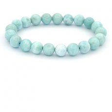 Pulsera de 21 perlas de Larimar - 8.5 a 8.8 mm - 16 cm - 19.5 gr