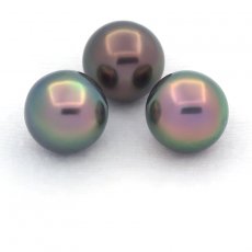 Lote de 3 Perlas de Tahiti Semi-Redondas C de 10.7 a 10.8 mm