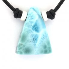 Collar de Cuero y 1 Larimar - 24 x 18 x 8.5 mm - 5.7 gr