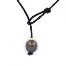 Collar de Cuero y 1 Perla de Tahiti Semi-Barroca C 11.5 mm