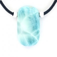 Collar de Cuero y 1 Larimar - 32 x 18 x 8.5 mm - 10.5 gr