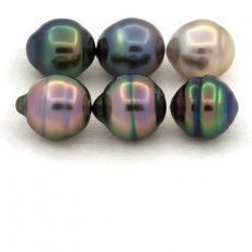 Lote de 6 Perlas de Tahiti Anilladas B+ de 9.1 a 9.4 mm