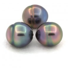 Lote de 3 Perlas de Tahiti Anilladas C de 10 a 10.4 mm