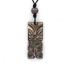 Collar de Cuero y 1 Perla de Tahiti Rodonda B 7.8 mm