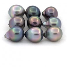 Lote de 9 Perlas de Tahiti Semi-Barrocas B de 9.5 a 9.7 mm