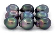 Lote de 9 Perlas de Tahiti Semi-Barrocas B de 8.6 a 8.9 mm