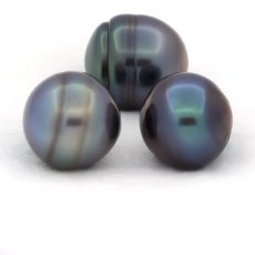 Lote de 3 Perlas de Tahiti Anilladas C de 12.2 a 12.4 mm