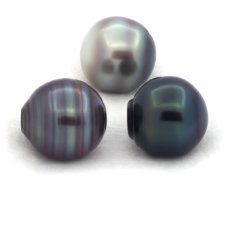 Lote de 3 Perlas de Tahiti Anilladas C 13 mm