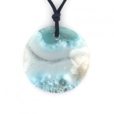 Collar de Algodn y 1 Larimar - Dimetro = 29 mm - 5.1 gr