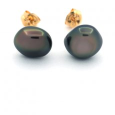 Aretes de Oro 18Kl y 2 Keishis de Tahiti