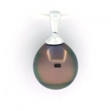 Colgante de Plata y 1 Perla de Tahiti Semi-Barroca B 9.3 mm
