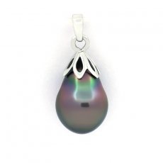 Colgante de Plata y 1 Perla de Tahiti Semi-Barroca B 9.3 mm