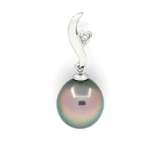 Colgante de Plata y 1 Perla de Tahiti Semi-Barroca C 9.4 mm